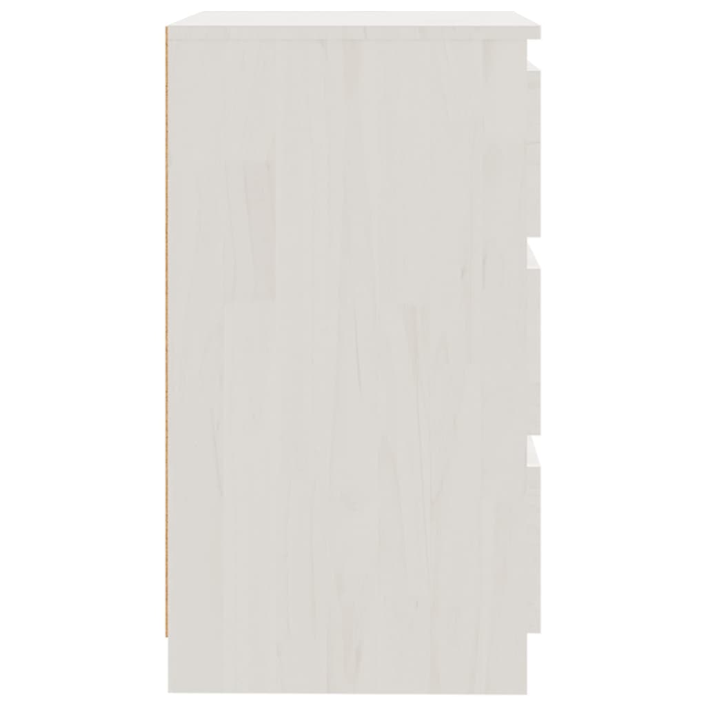 vidaXL Table de chevet Blanc 60x36x64 cm Bois de pin massif