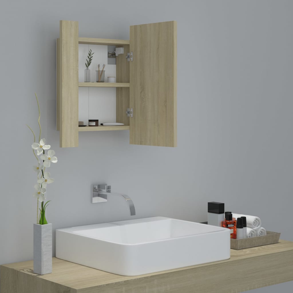 vidaXL Armoire de salle de bain à miroir à LED Chêne sonoma 40x12x45cm