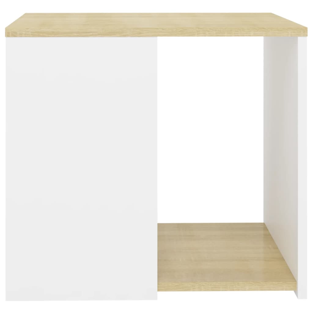 vidaXL Table d'appoint Blanc et chêne sonoma 50x50x45 cm Aggloméré