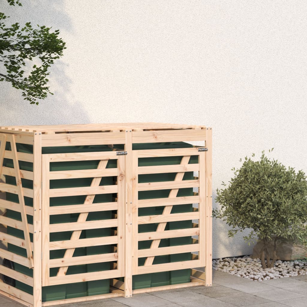 vidaXL Extension d'abri pour poubelle sur roulettes bois massif pin