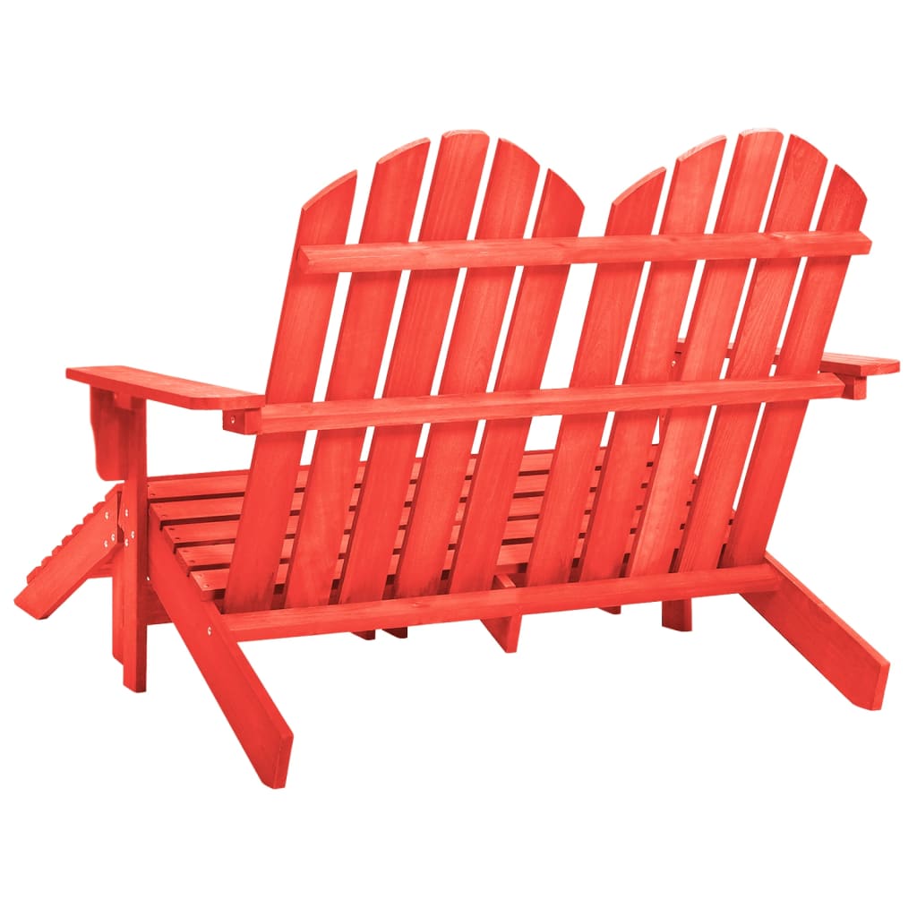 vidaXL Chaise de jardin Adirondack 2 places et pouf sapin massif Rouge
