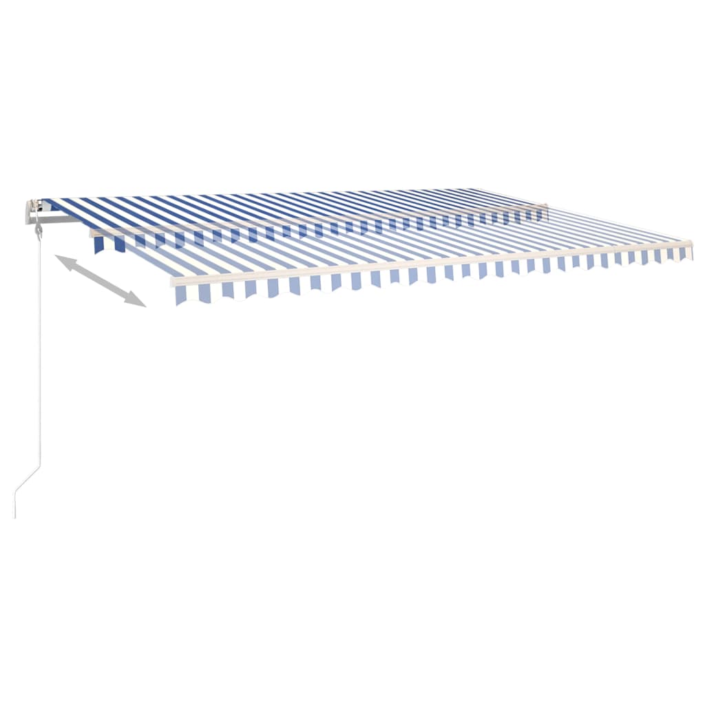 vidaXL Auvent manuel rétractable avec LED 5x3,5 m Bleu et blanc