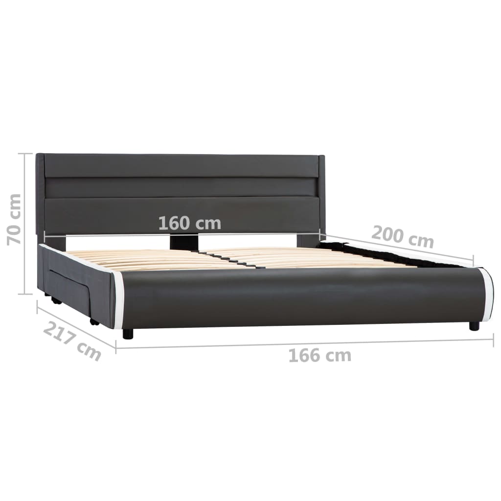 vidaXL Cadre de lit avec LED Anthracite Similicuir 160 x 200 cm