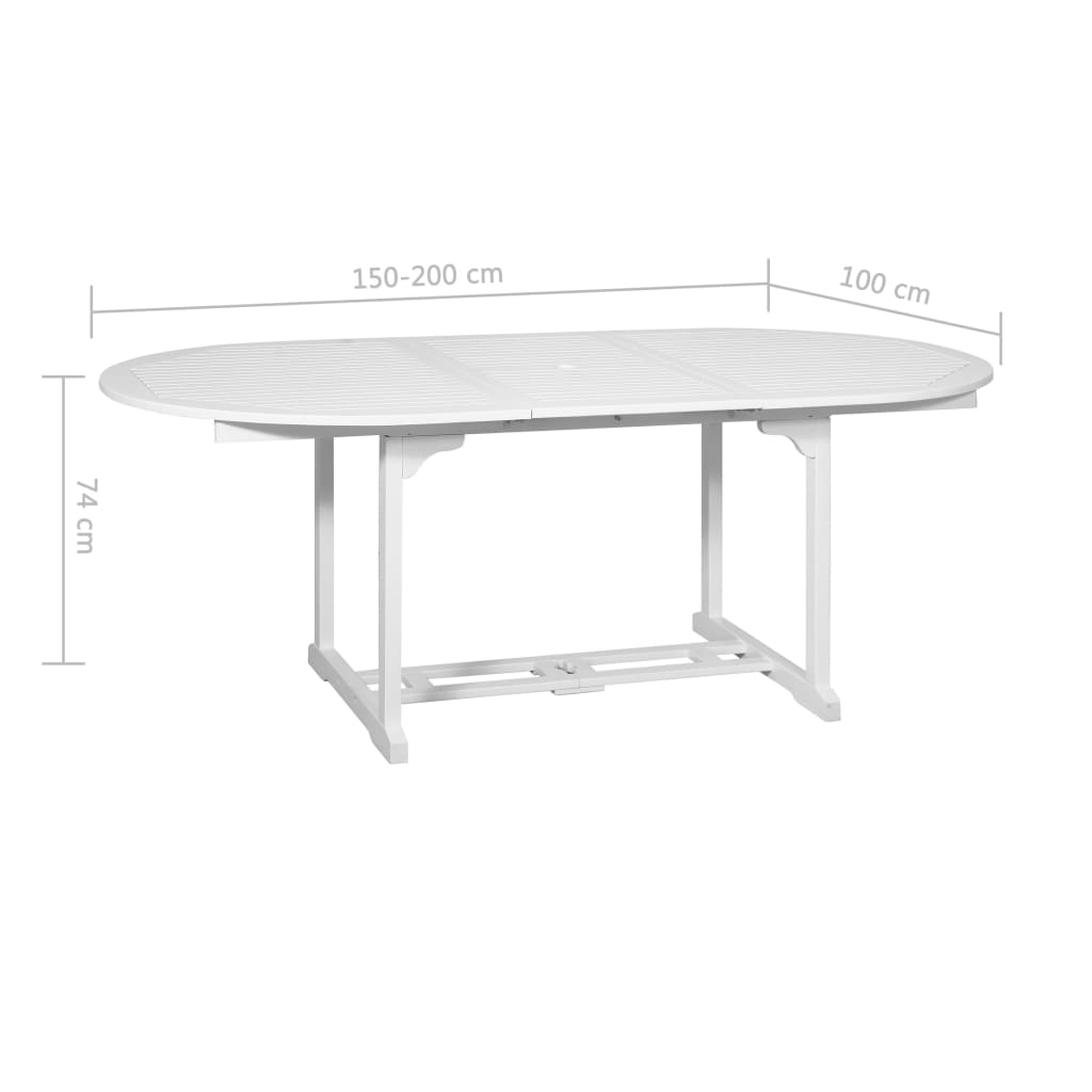 vidaXL Table de jardin Blanc 200x100x74 cm Bois d'acacia massif