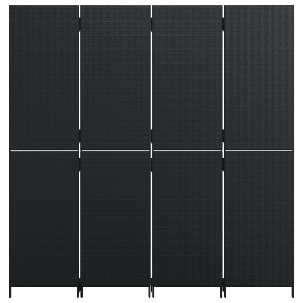 vidaXL Cloison de séparation 4 panneaux noir résine tressée