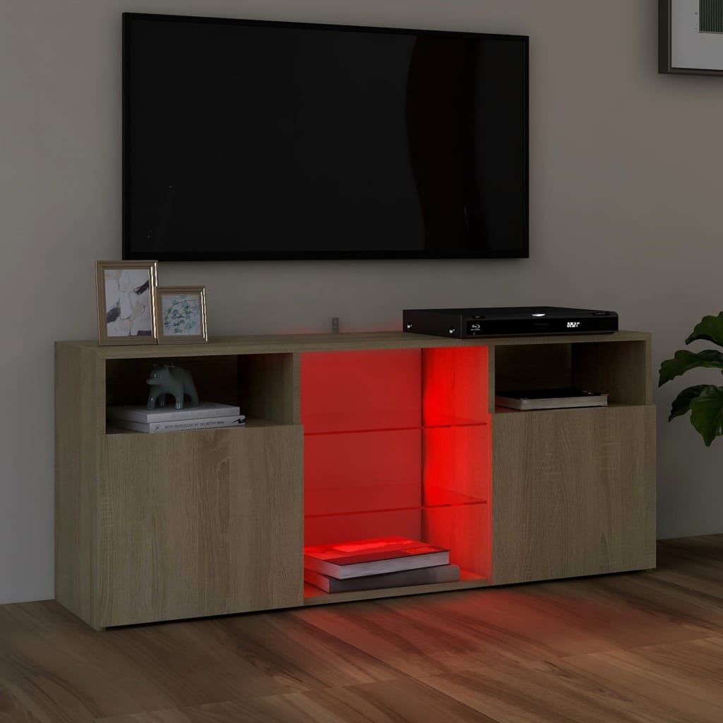 vidaXL Meuble TV avec lumières LED chêne sonoma 120x30x50 cm