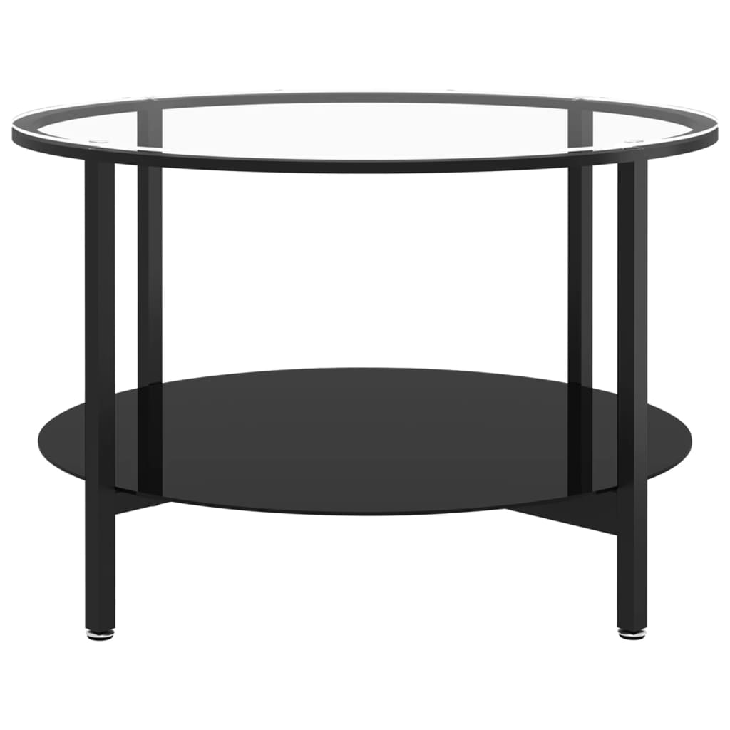 vidaXL Table à thé Noir et transparent 70 cm Verre trempé