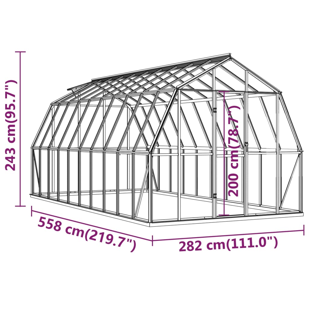 vidaXL Serre avec cadre de base anthracite 15,74 m² aluminium