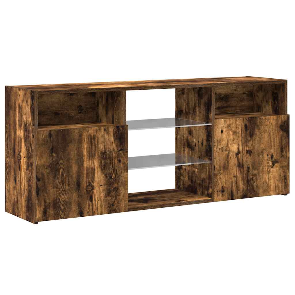 vidaXL Meuble TV avec lumières LED Chêne fumé 120x30x50 cm