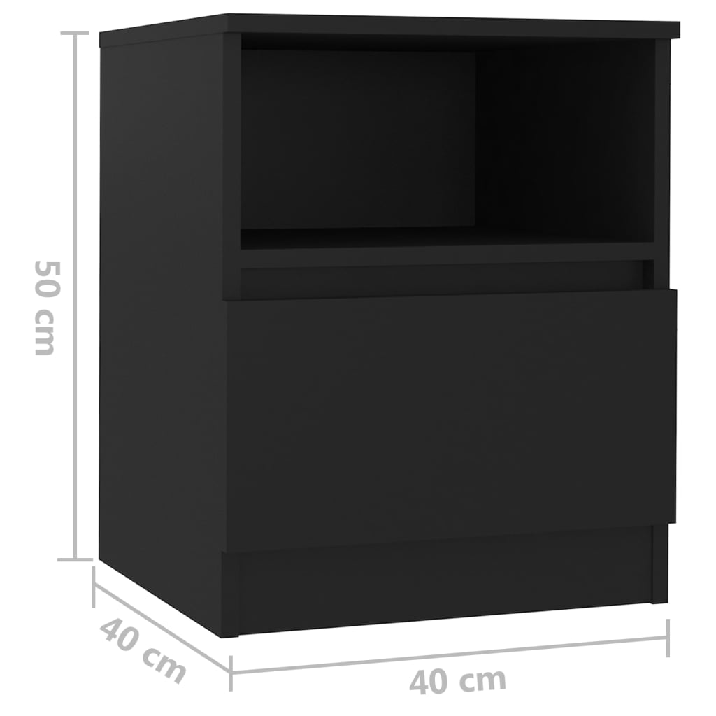 vidaXL Tables de chevet 2 pcs Noir 40x40x50 cm Aggloméré