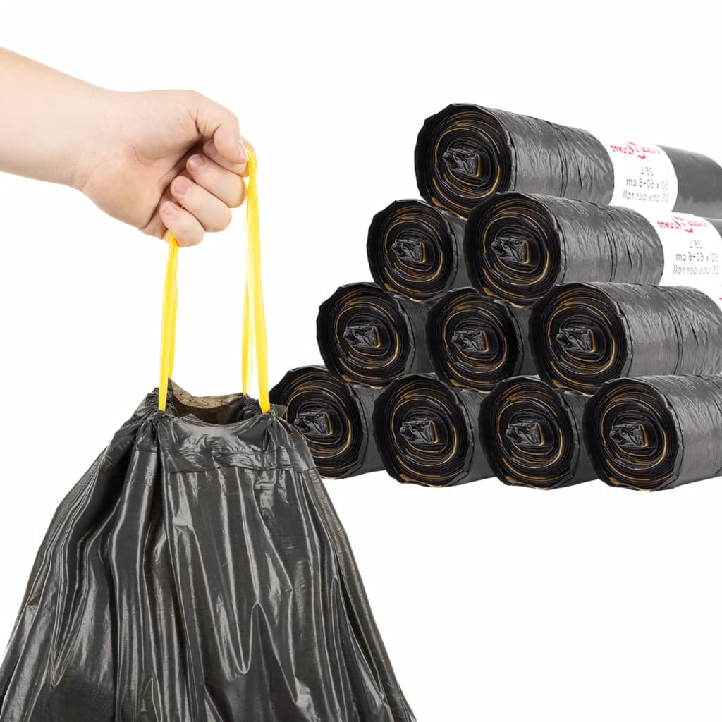 vidaXL Sacs poubelles avec cordons 250 pcs noir 35 L