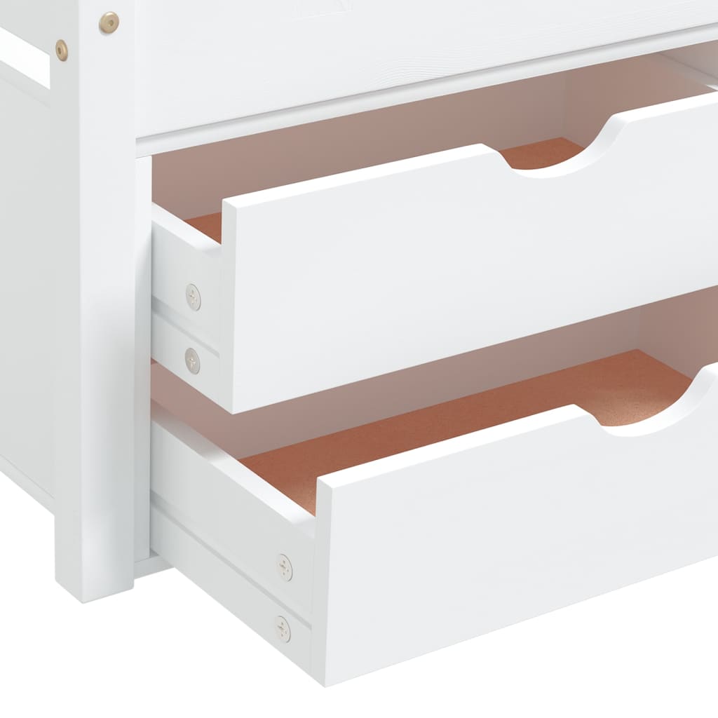 vidaXL Cadre de lit avec tiroirs et armoire Blanc Bois de pin 90x200cm
