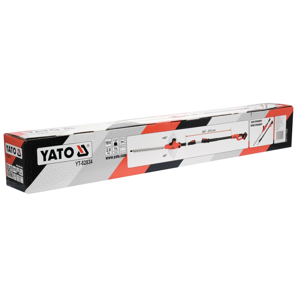 YATO Taille-haie avec batterie Li-Ion 2,0Ah 18V 420 mm