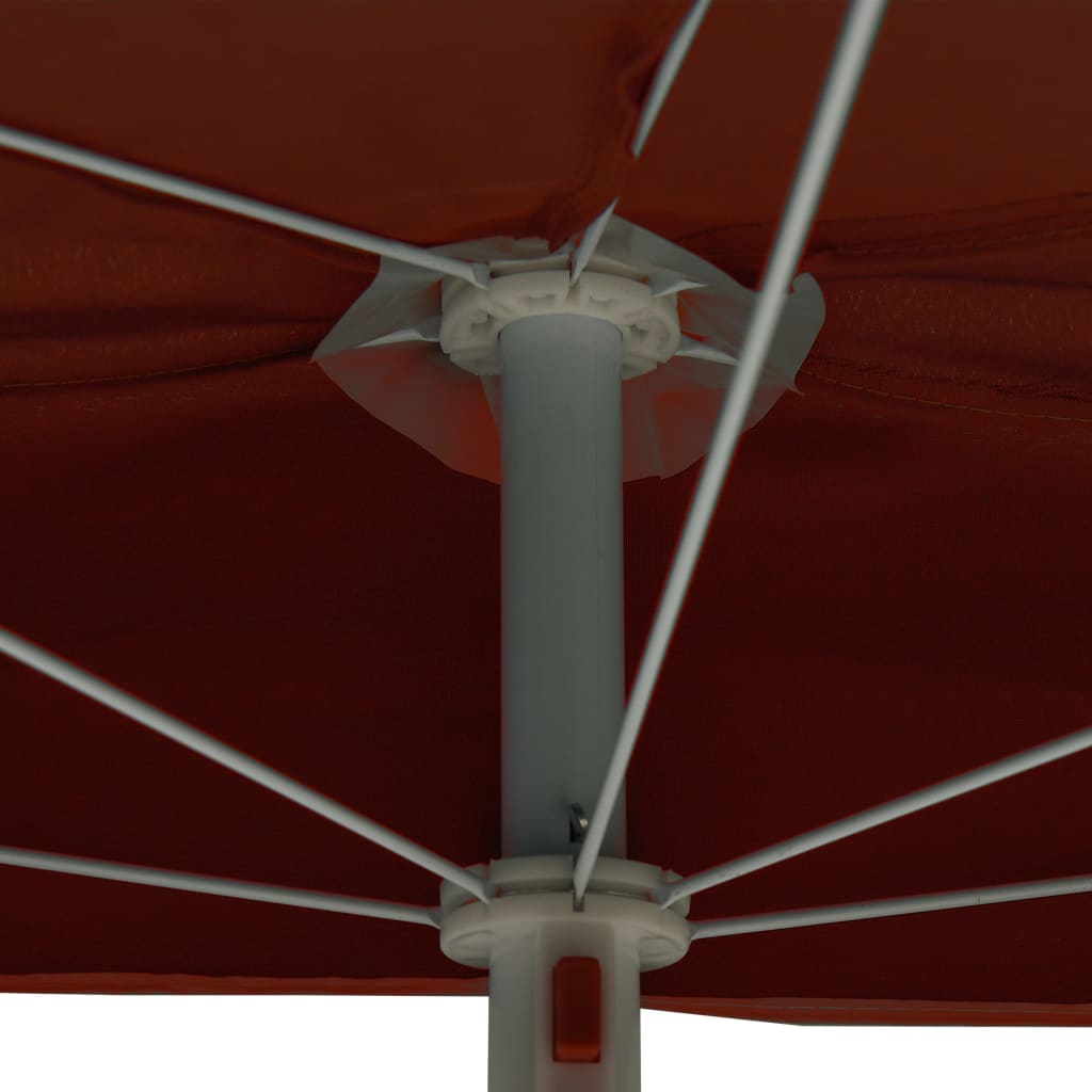 vidaXL Demi-parasol de jardin avec mât 180x90 cm Terre cuite