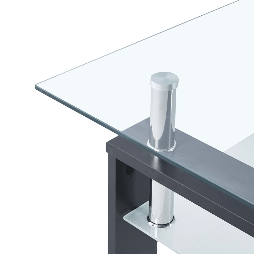 vidaXL Table basse Gris et transparent 95x55x40 cm Verre trempé