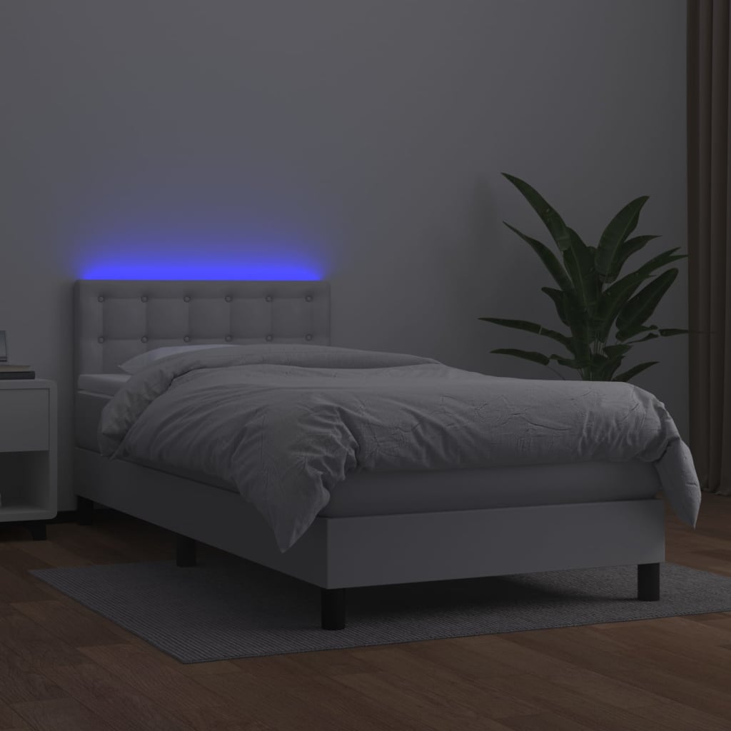 vidaXL Sommier à lattes de lit avec matelas et LED Blanc 80x200 cm