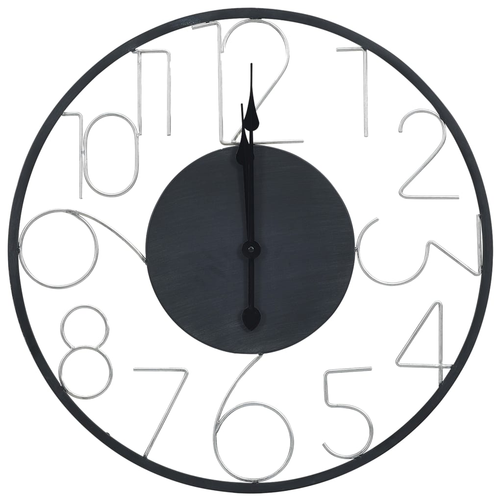 vidaXL Horloge murale Noir 60 cm Métal