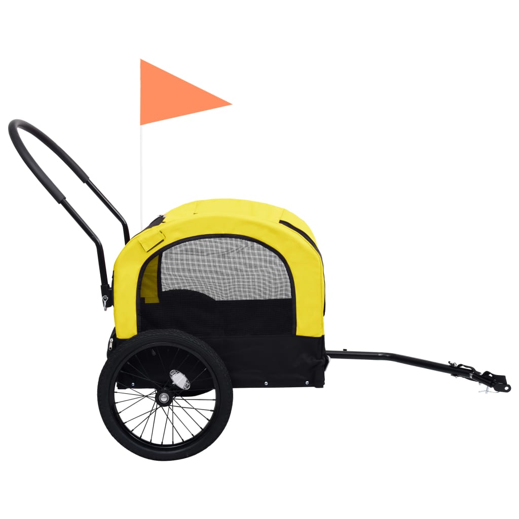 vidaXL Remorque de vélo pour chiens et poussette 2-en-1 jaune et noir