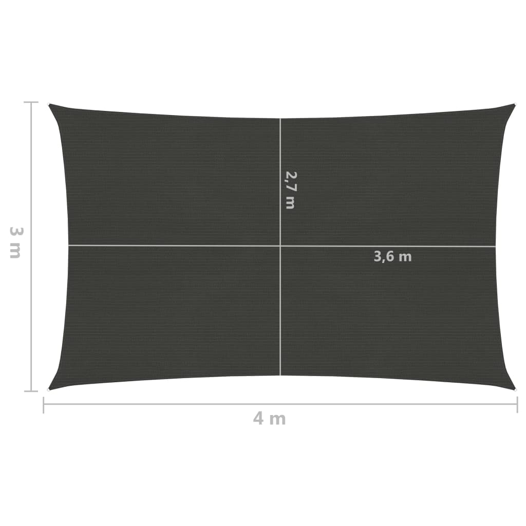 vidaXL Voile d'ombrage 160 g/m² Anthracite 3x4 m PEHD