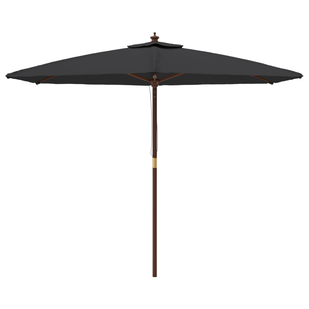 vidaXL Parasol de jardin avec mât en bois noir 299x240 cm