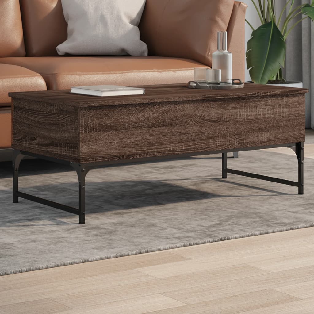 vidaXL Table basse chêne marron 100x50x40cm bois d'ingénierie et métal
