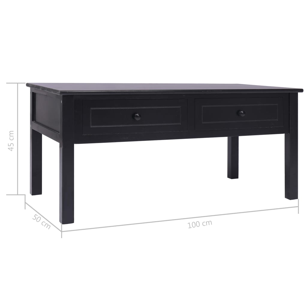 vidaXL Table basse Noir 100 x 50 x 45 cm Bois