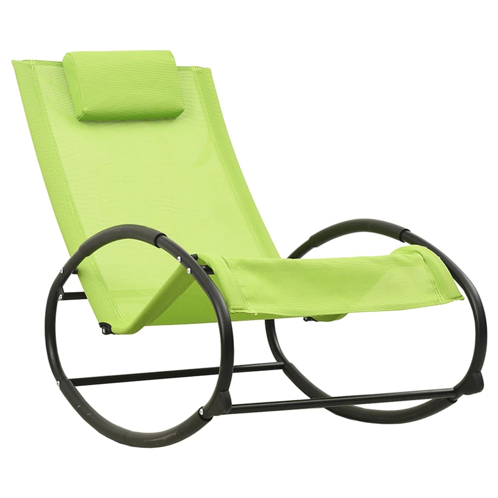 vidaXL Chaise longue avec oreiller Acier et textilène Vert