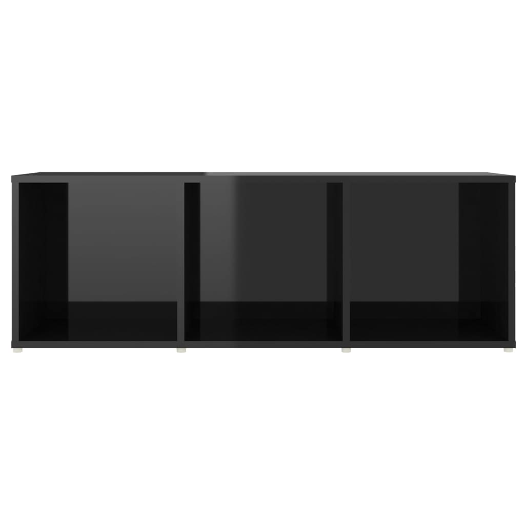 vidaXL Meuble TV Noir brillant 107x35x37 cm Aggloméré