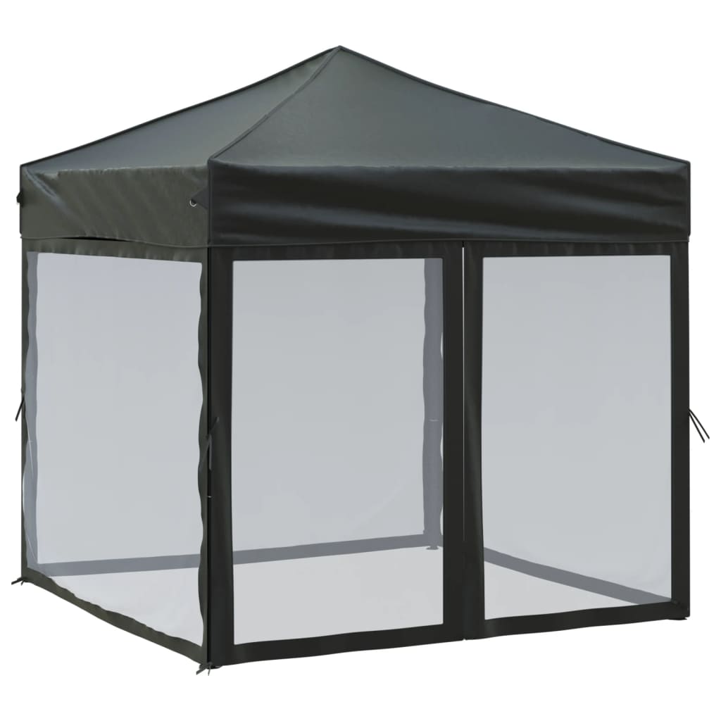 vidaXL Tente de réception pliable avec parois Noir 2x2 m
