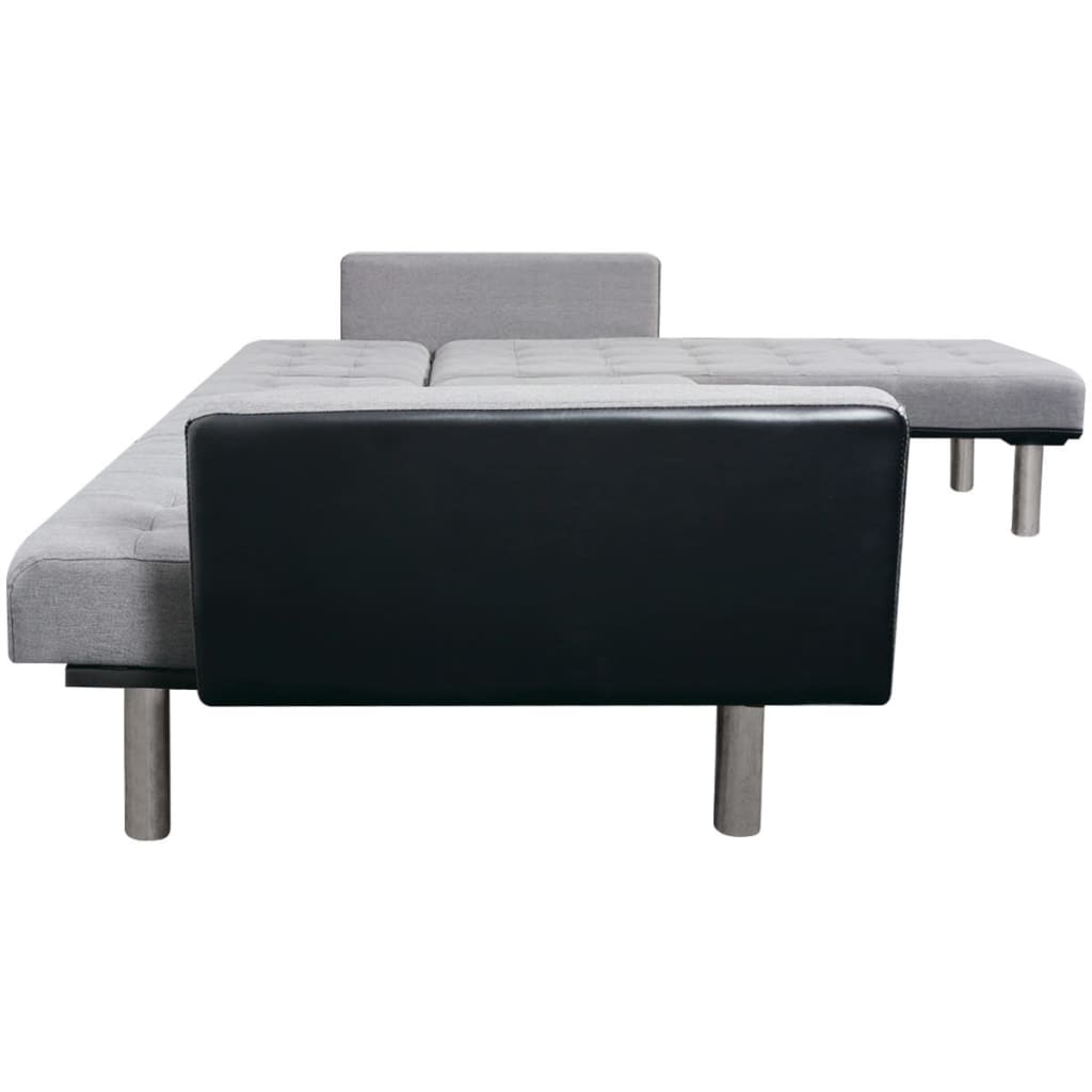 vidaXL Canapé-lit en forme de L tissu noir et gris
