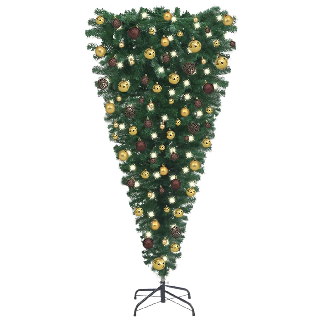 vidaXL Arbre de Noël artificiel renversé pré-éclairé et boules 180 cm