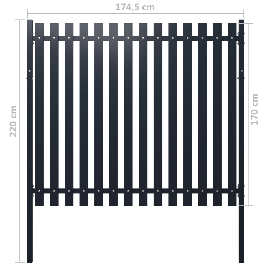 vidaXL Panneau clôture Anthracite 174,5x170 cm Acier enduit de poudre