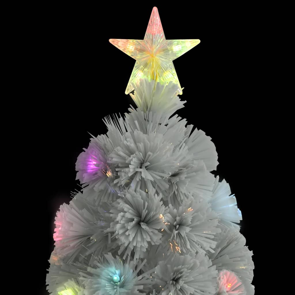vidaXL Arbre de Noël artificiel pré-éclairé blanc 150 cm fibre optique