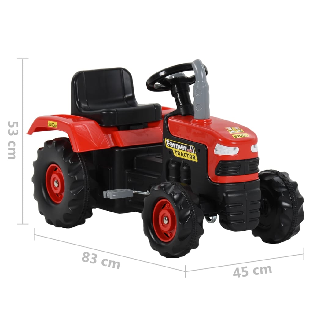 vidaXL Tracteur avec pédales pour enfants Rouge et noir
