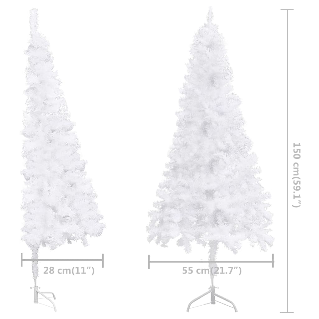 vidaXL Arbre de Noël artificiel d'angle avec LED Blanc 150 cm PVC