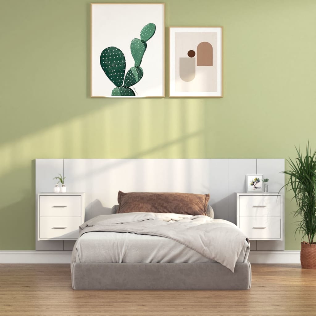 vidaXL Tête de lit avec armoires Blanc Bois d'ingénierie