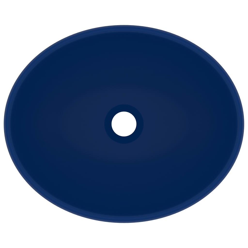 vidaXL Lavabo ovale de luxe Bleu foncé mat 40x33 cm Céramique