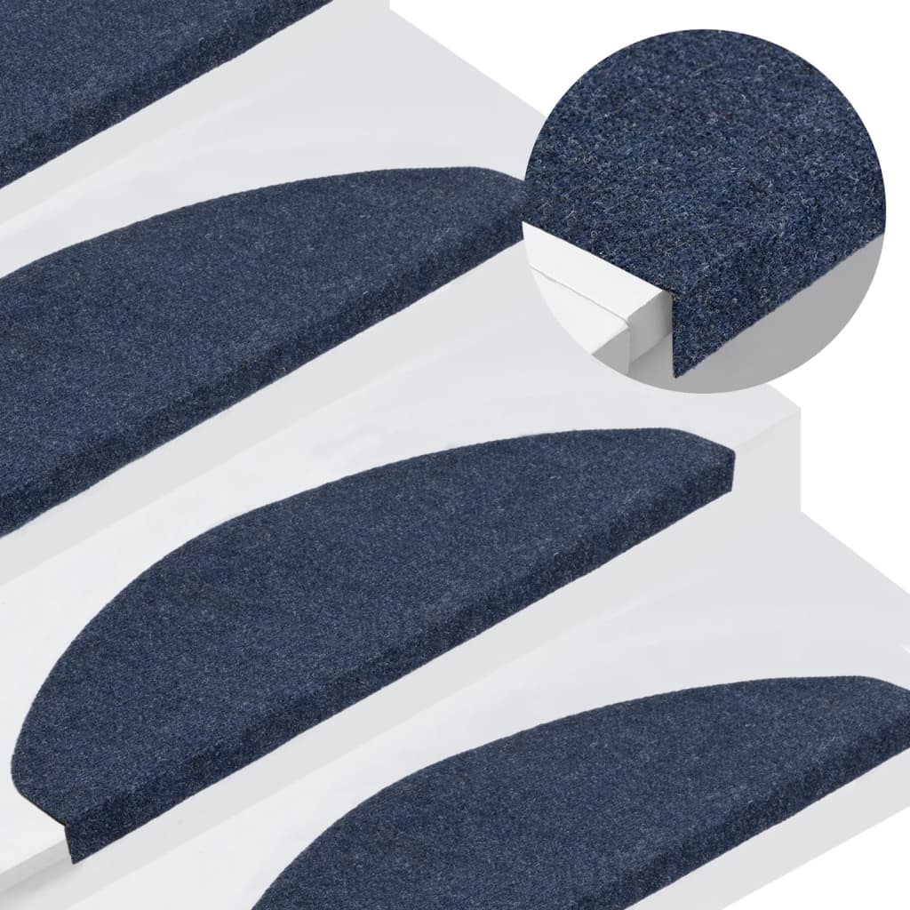 vidaXL Tapis d'escalier autocollants 15 pcs 65x22,5x3,5 cm Bleu