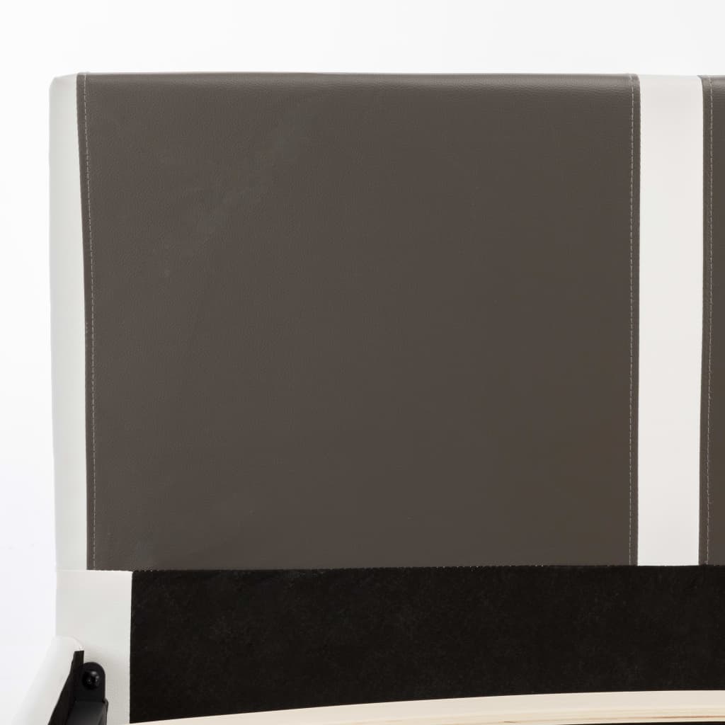 vidaXL Lit avec matelas Gris et blanc Similicuir 180 x 200 cm