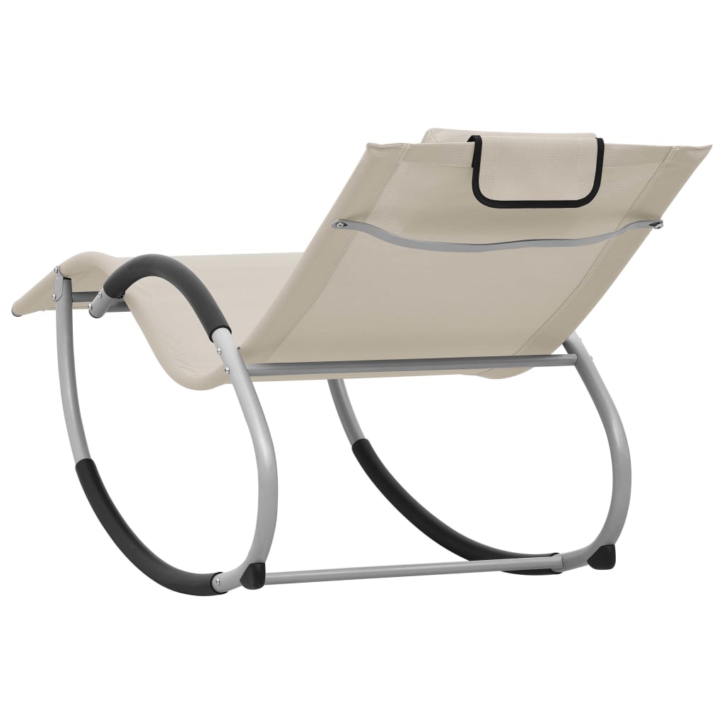 vidaXL Chaise longue avec oreiller Crème Textilène