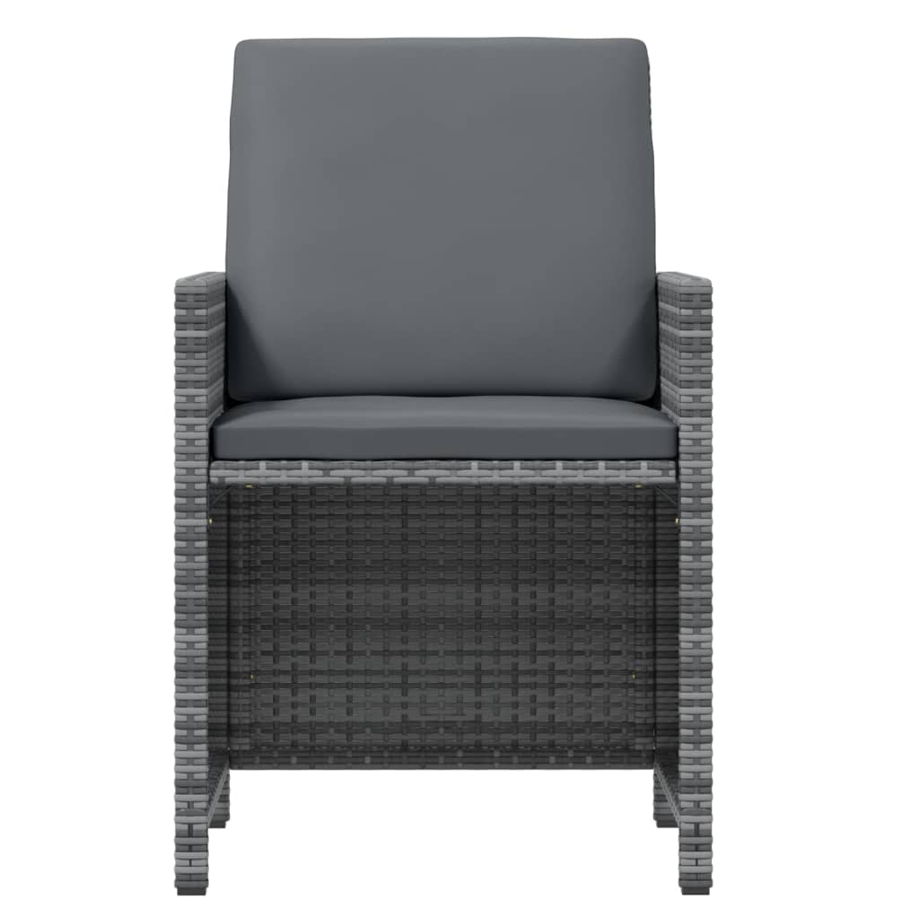 Ensemble Salon De Jardin 5 Pièces VidaXL - Table + 4 Chaises + Coussins, Rotin Poly Gris, Pliable