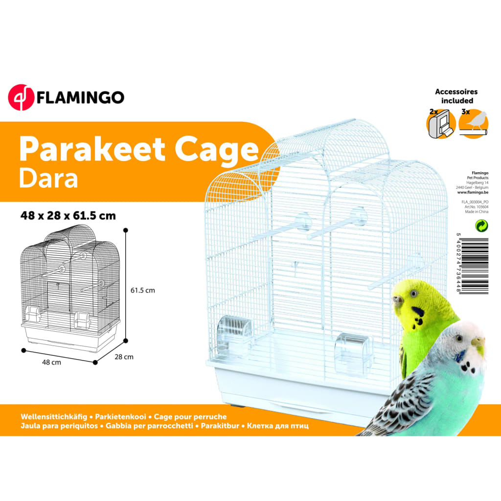 FLAMINGO Cage à perruches Dara 48x28x61,5 cm Blanc