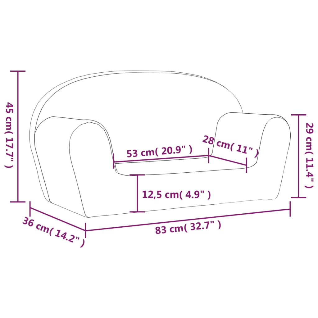 Canapé-lit pour enfants 54x41x34 cm en peluche douce et