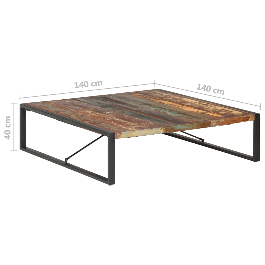 vidaXL Table basse 140x140x40 cm Bois de récupération solide