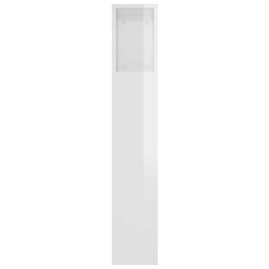 vidaXL Armoire de tête de lit Blanc brillant 220x18,5x104,5 cm