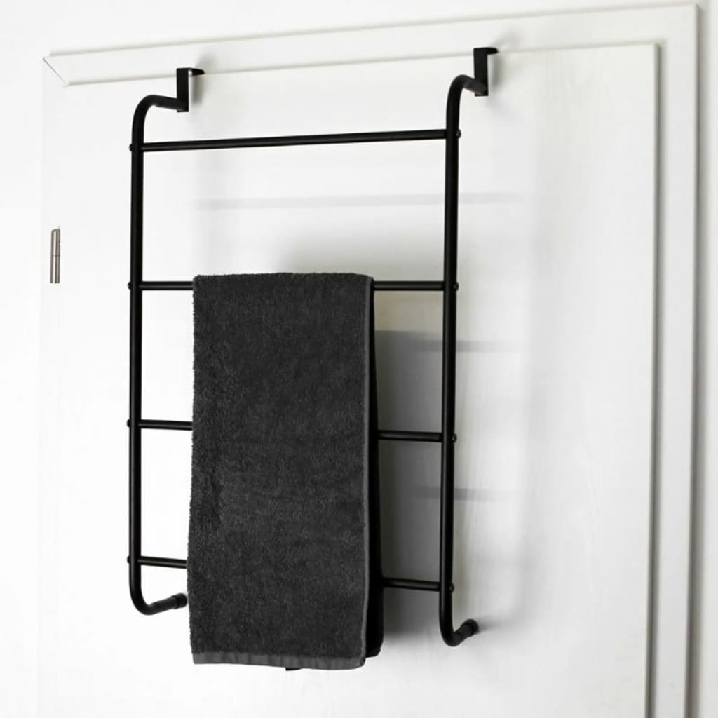 Bathroom Solutions Porte-serviettes suspendu de porte Métal Noir
