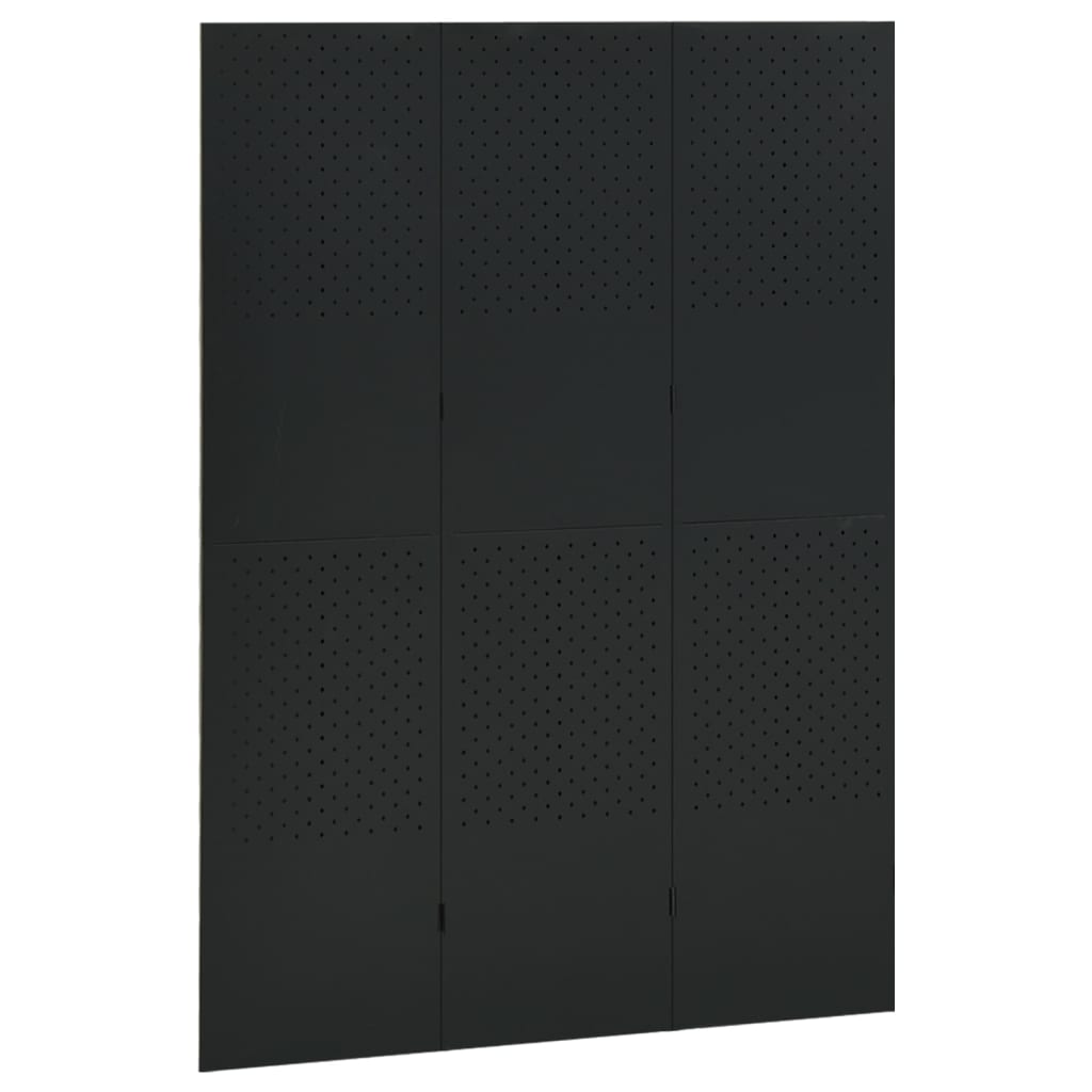 vidaXL Cloison de séparation à 3 panneaux Noir 120x180 cm Acier