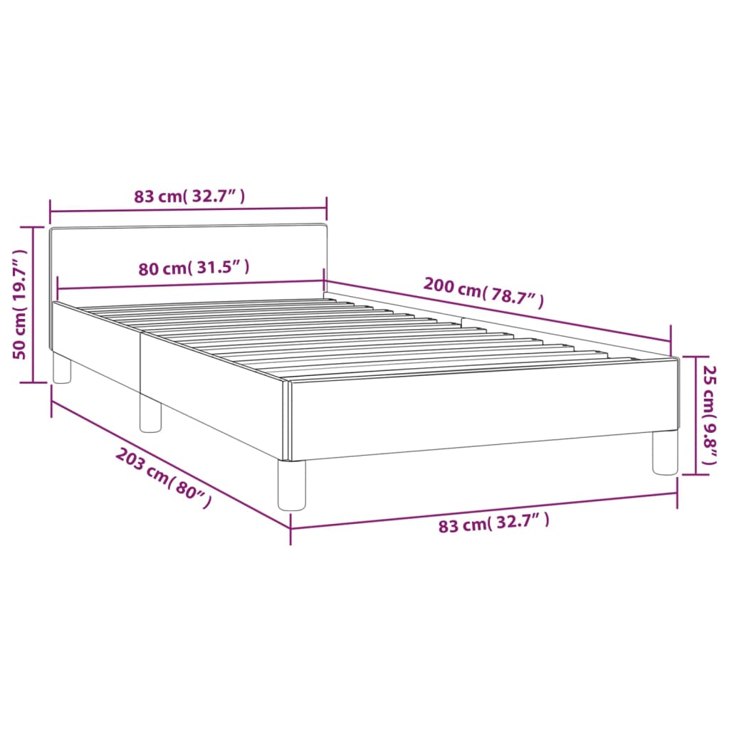 vidaXL Cadre de lit avec tête de lit Gris clair 80x200 cm Velours