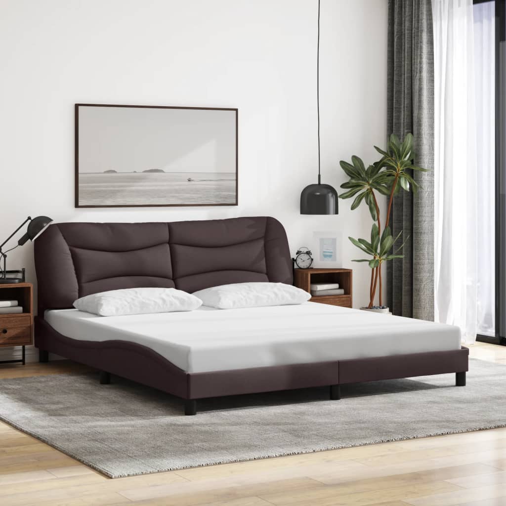 vidaXL Cadre de lit avec tête de lit Marron foncé 180x200 cm Tissu