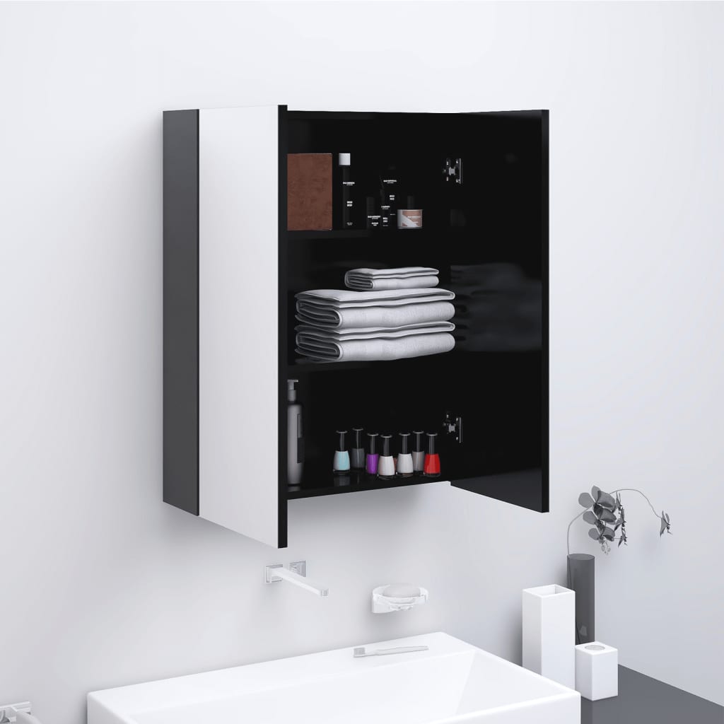 vidaXL Armoire à miroir de salle de bain 60x15x75 cm MDF Anthracite